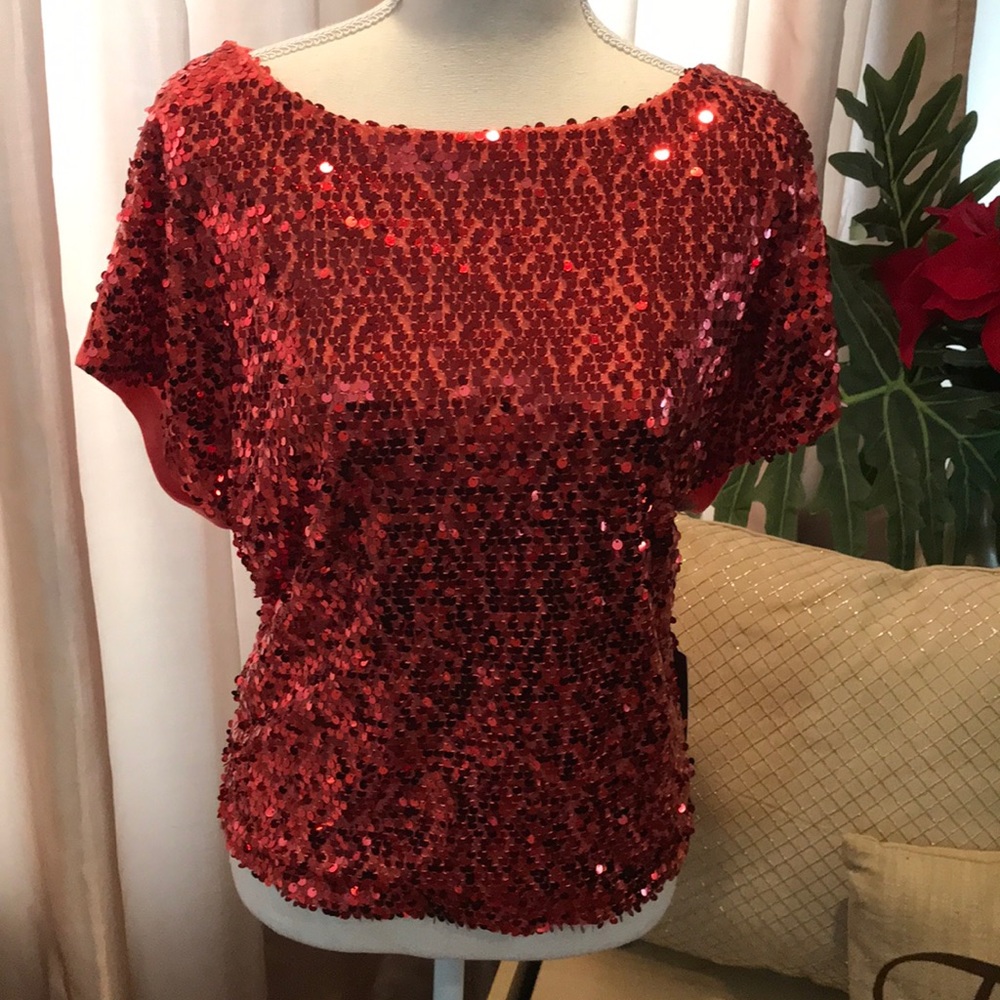 Jennifer Lopez coral sequin Blouse